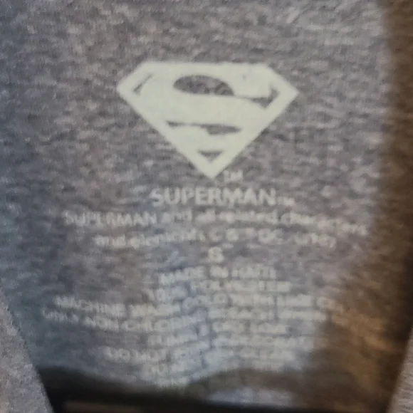 Gray Men's Superman Tshirt Size S - Picture 3 of 4